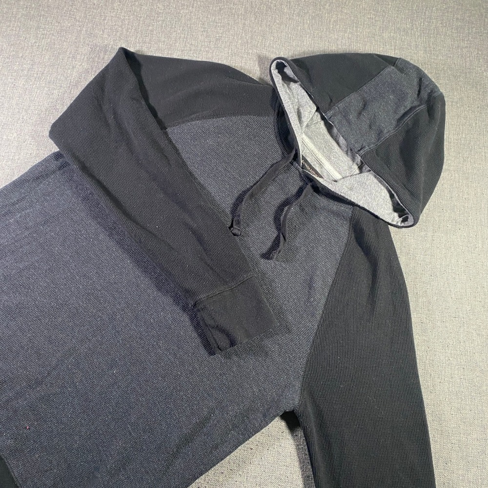Banana Republic Mens Thermal Hoodie Color Block Gray Long Sleeve Pullover - L